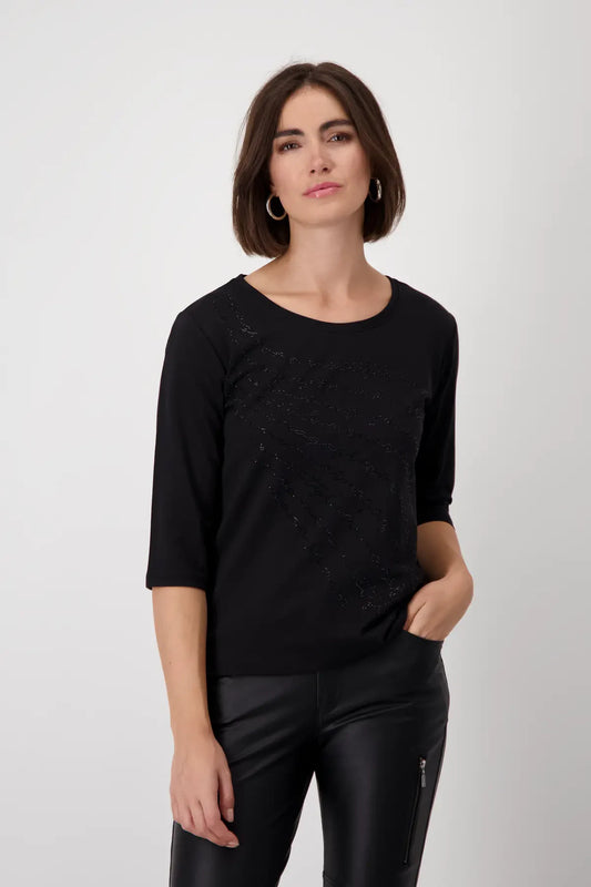 Black Top With Rhinestone Lettering