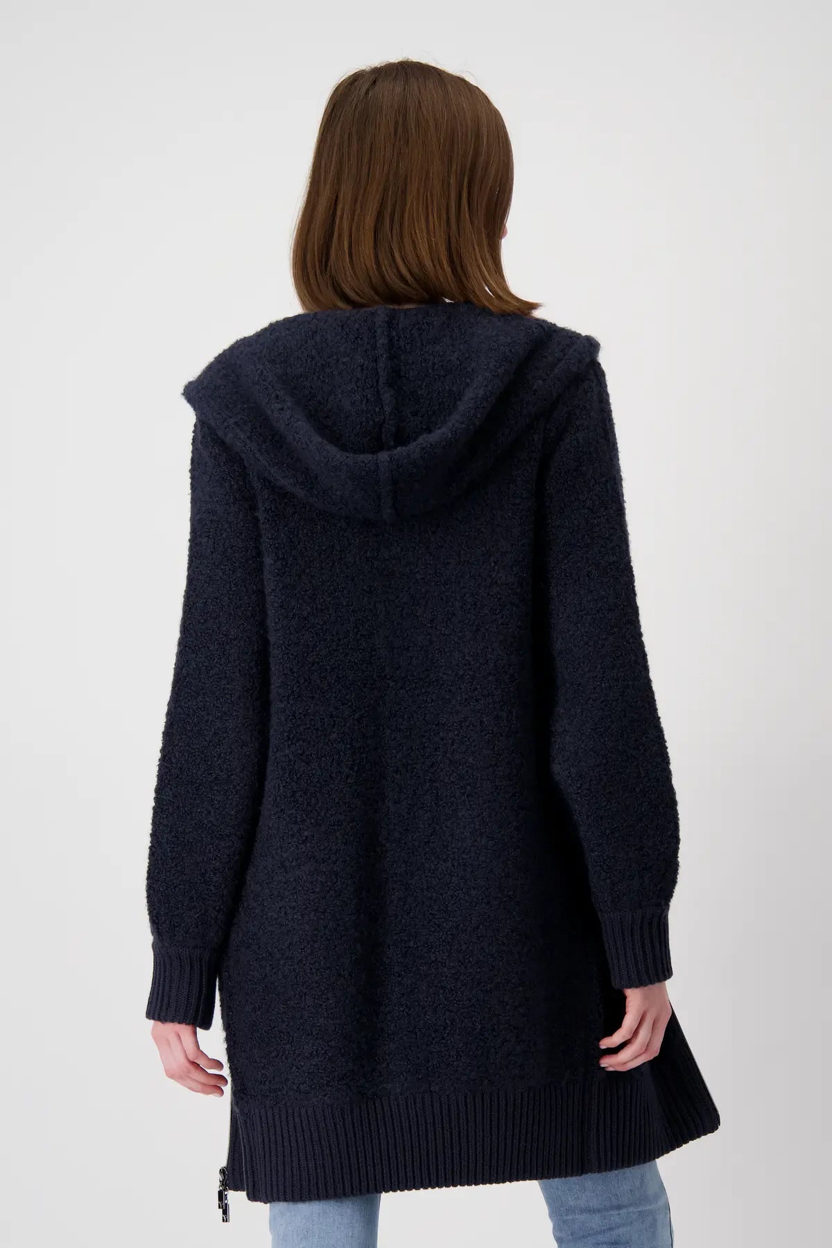 Navy Knit Long Jacket