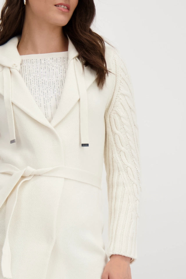 Knitted Cream Coat with removable hood
