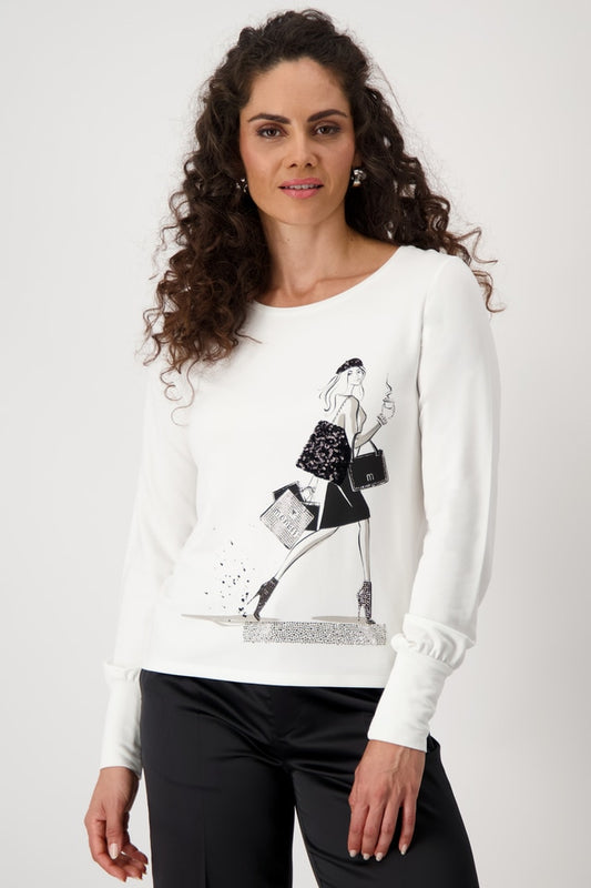 Cream Top With Women Print