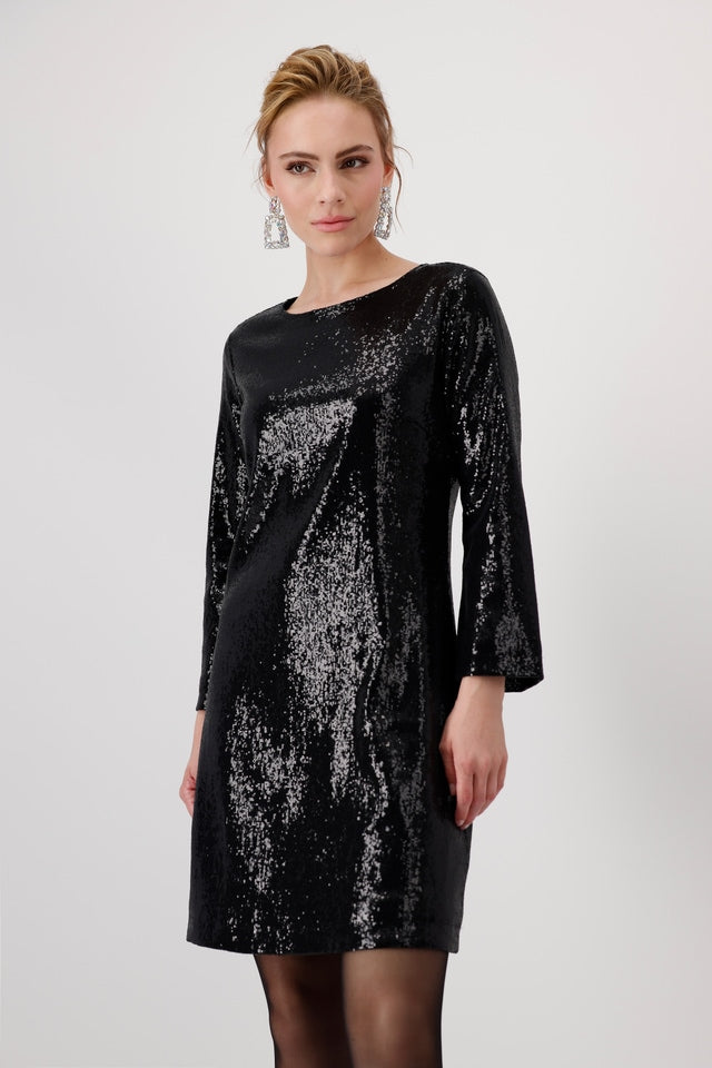 Black Sequin Midi Dress