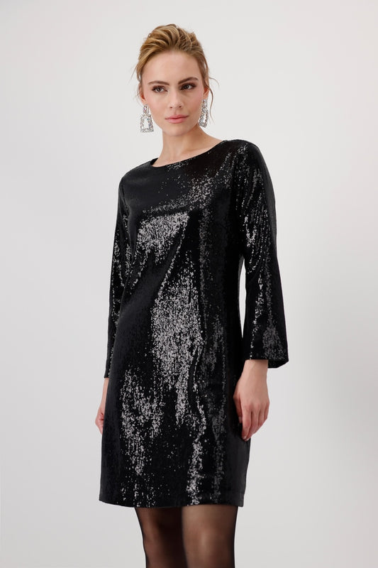 Black Sequin Midi Dress