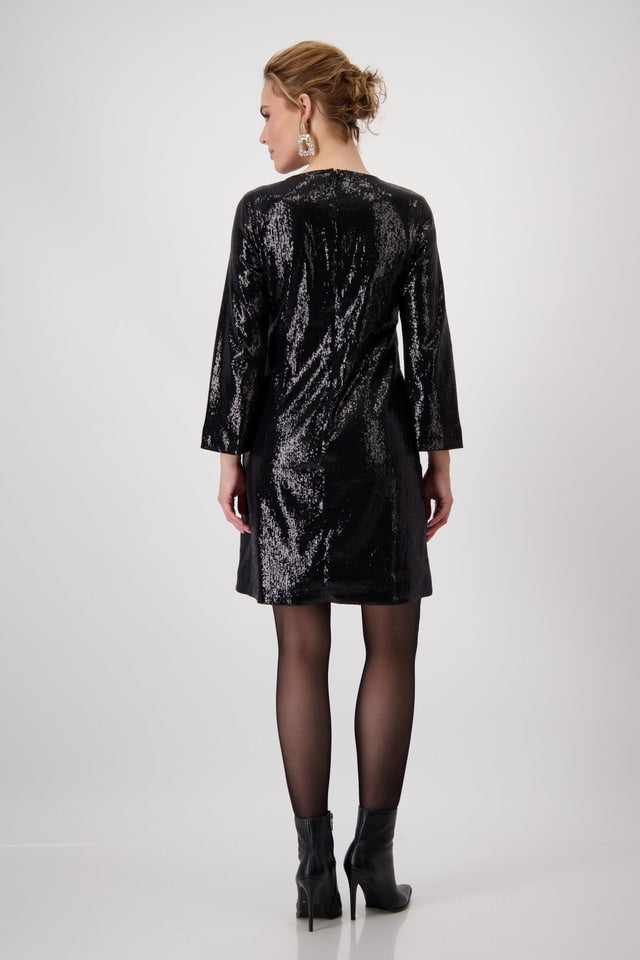 Black Sequin Midi Dress