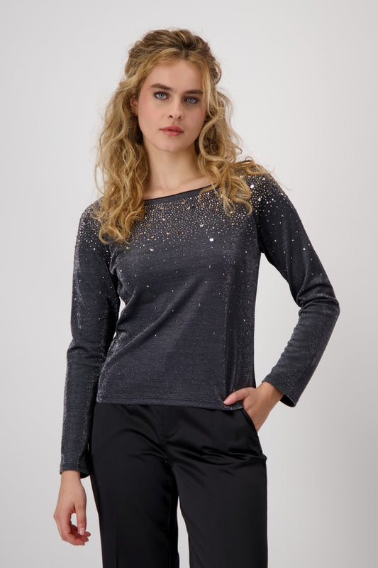 Dark Grey Top With Sequins