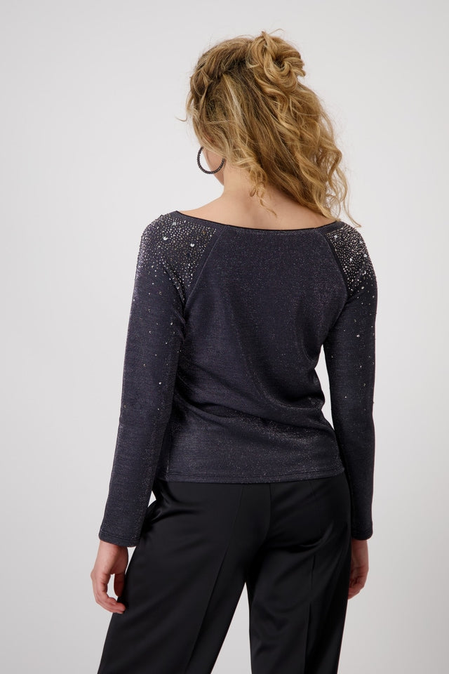 Dark Grey Top With Sequins