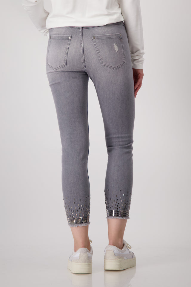 Grey Jeans With Rhinestones