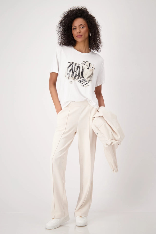 Cream Top With Print Bag
