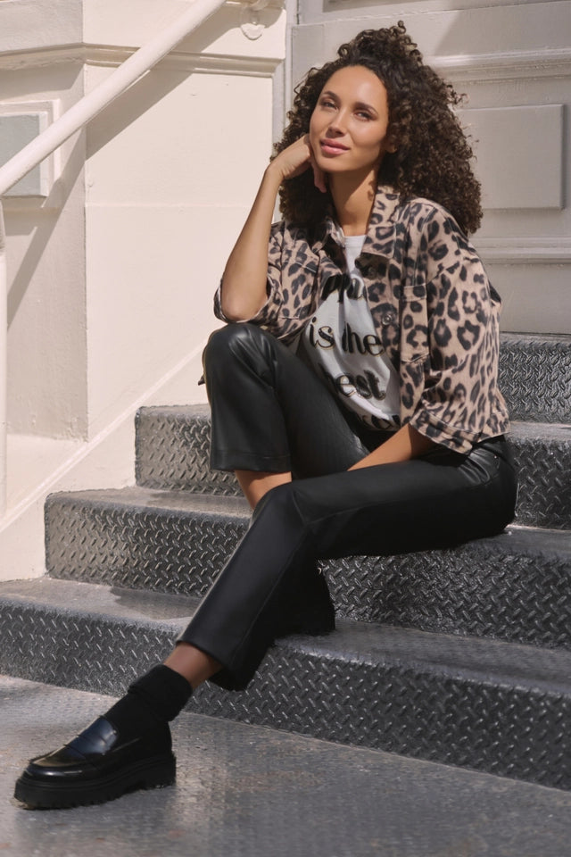 Straight-leg Black Leather Trousers