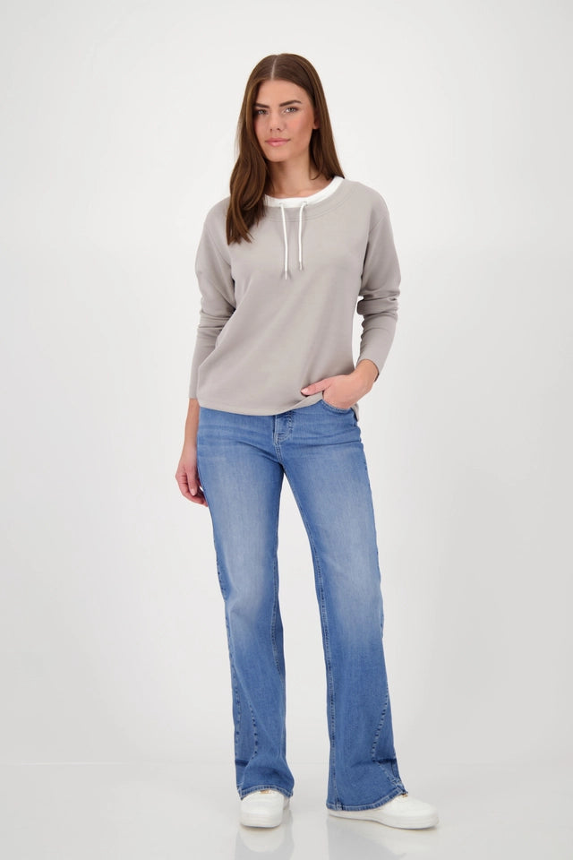Sweatshirt Greige With Decorative Detail