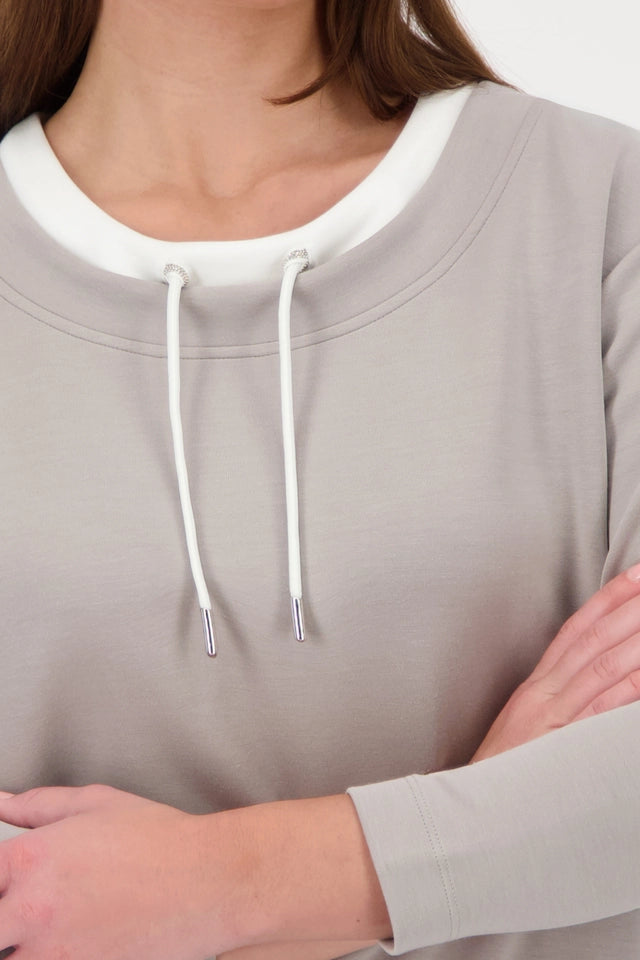 Sweatshirt Greige With Decorative Detail