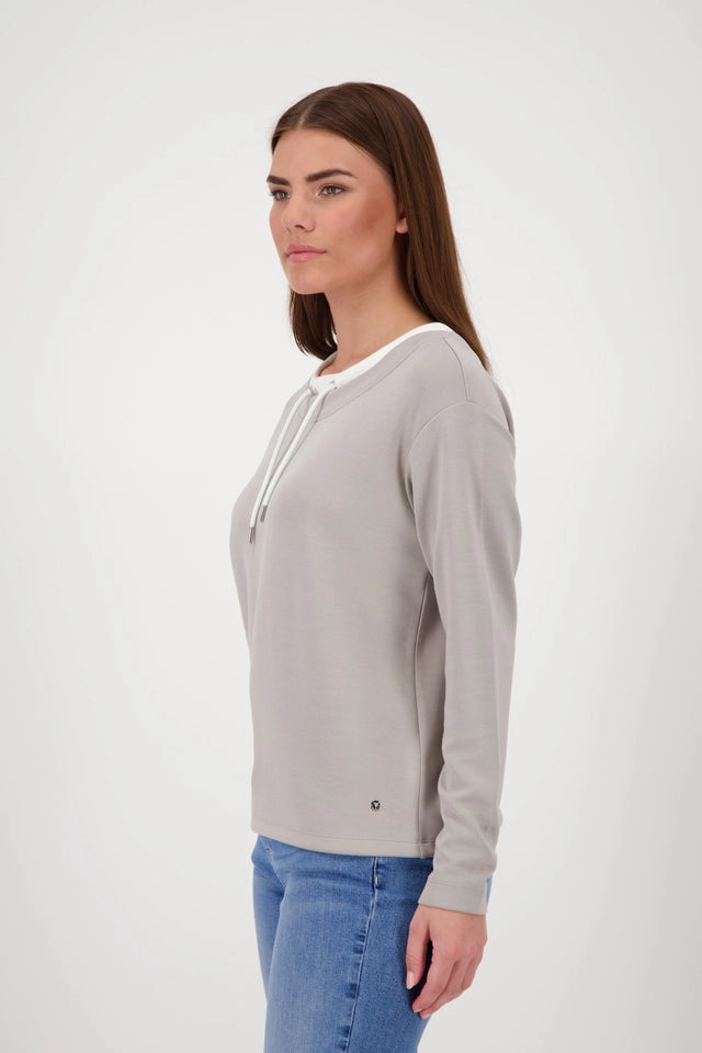 Sweatshirt Greige With Decorative Detail