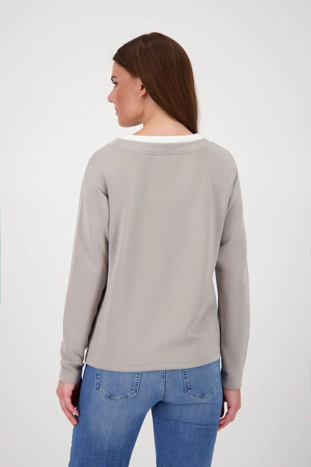 Sweatshirt Greige With Decorative Detail