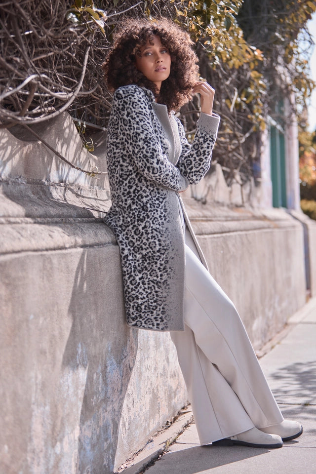 Knitted Coat With Leopard Pattern