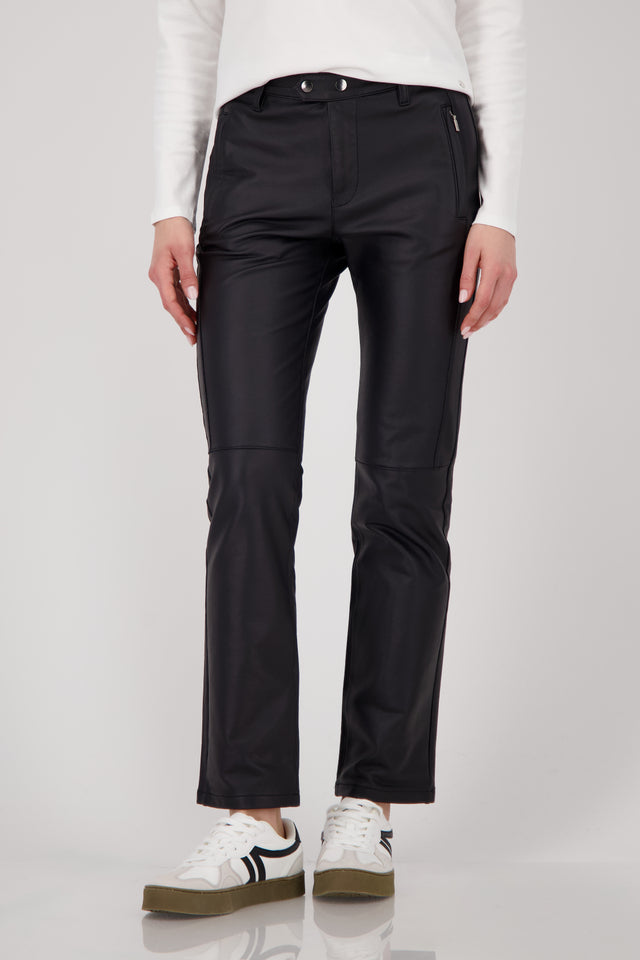 Straight Leg Black Leather-look Trousers