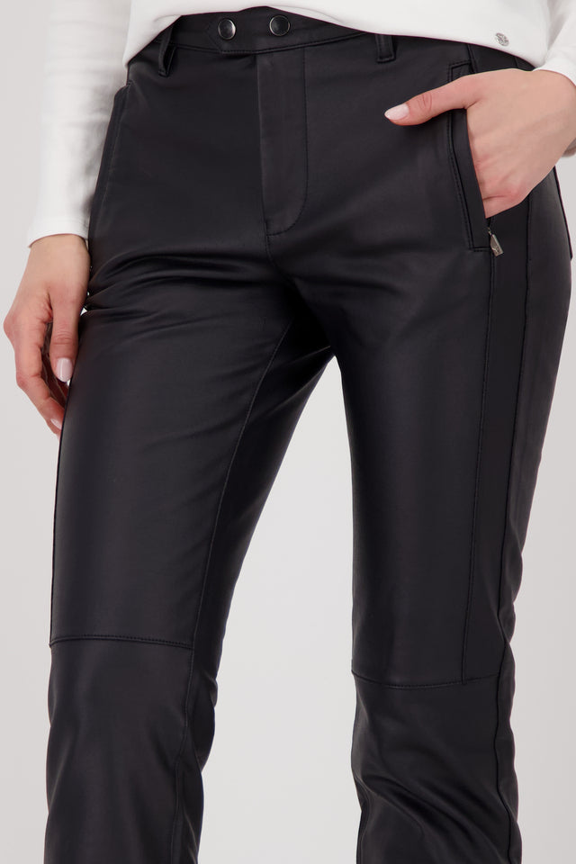 Straight Leg Black Leather-look Trousers