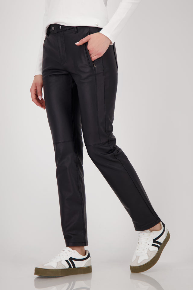 Straight Leg Black Leather-look Trousers
