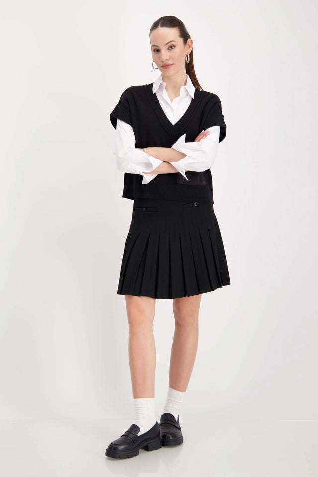 Sweater Vest With Flap Pocket