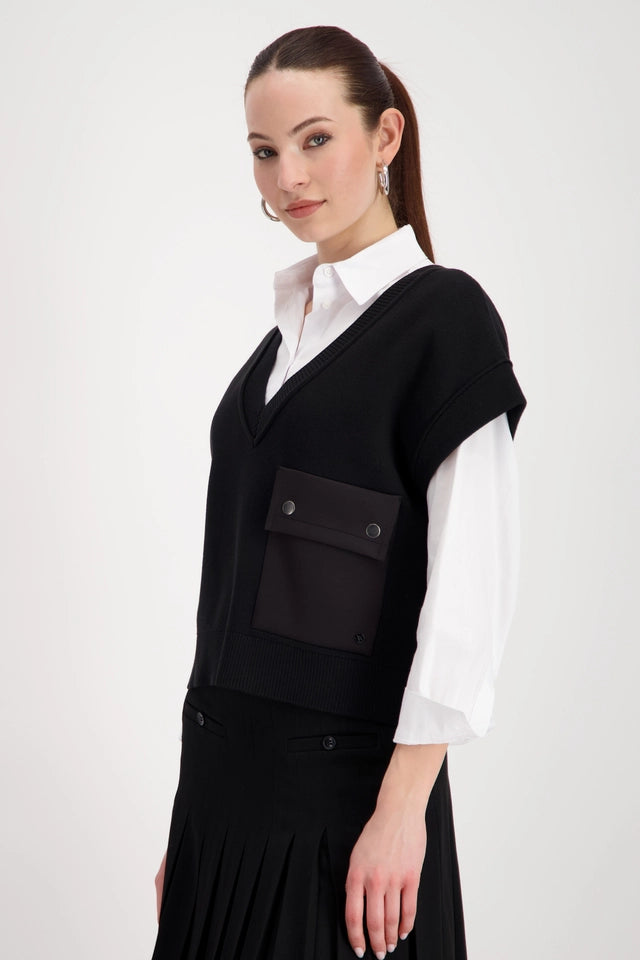 Sweater Vest With Flap Pocket