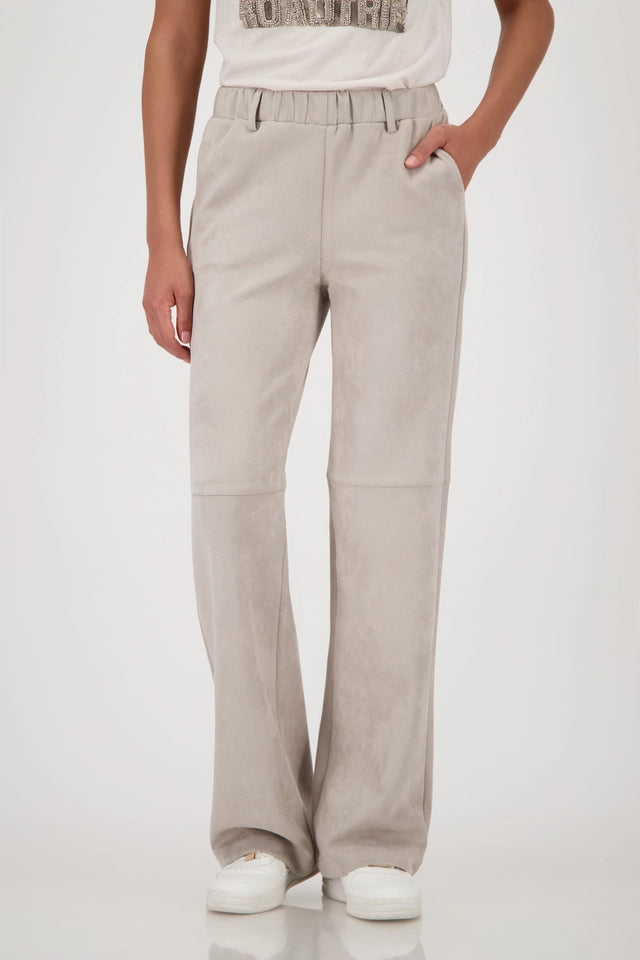 Straight Leather Velour Trousers