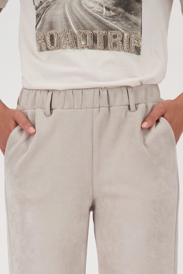 Straight Leather Velour Trousers