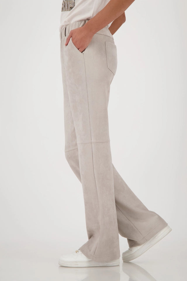 Straight Leather Velour Trousers