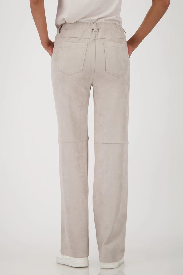 Straight Leather Velour Trousers