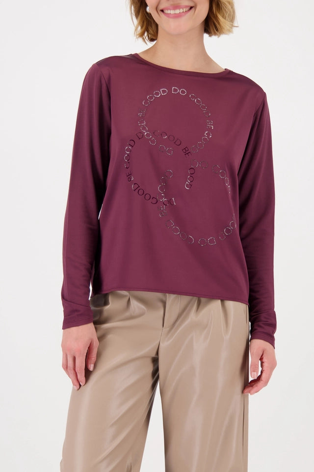 Satin-look Bordeaux Shirt-blouse