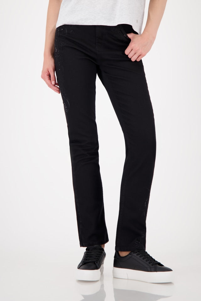 Straight Leg Jeans With Embroidery
