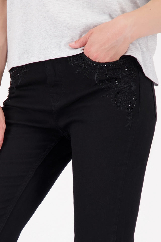 Straight Leg Jeans With Embroidery