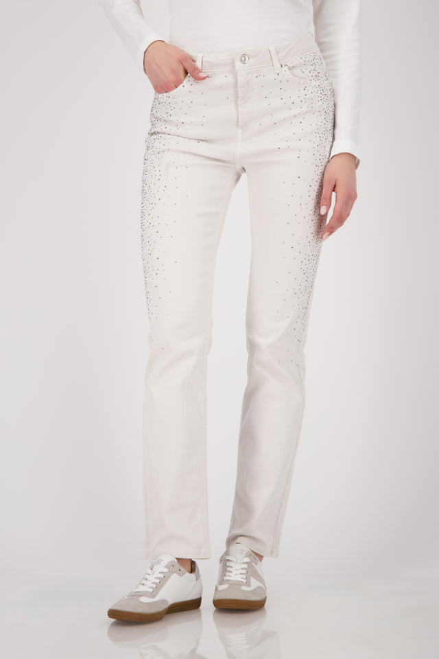 Oat Milk Jeans with rhinestones