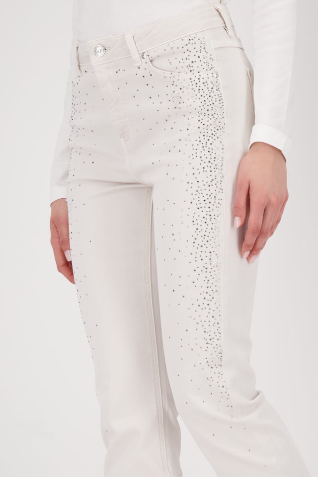 Oat Milk Jeans with rhinestones