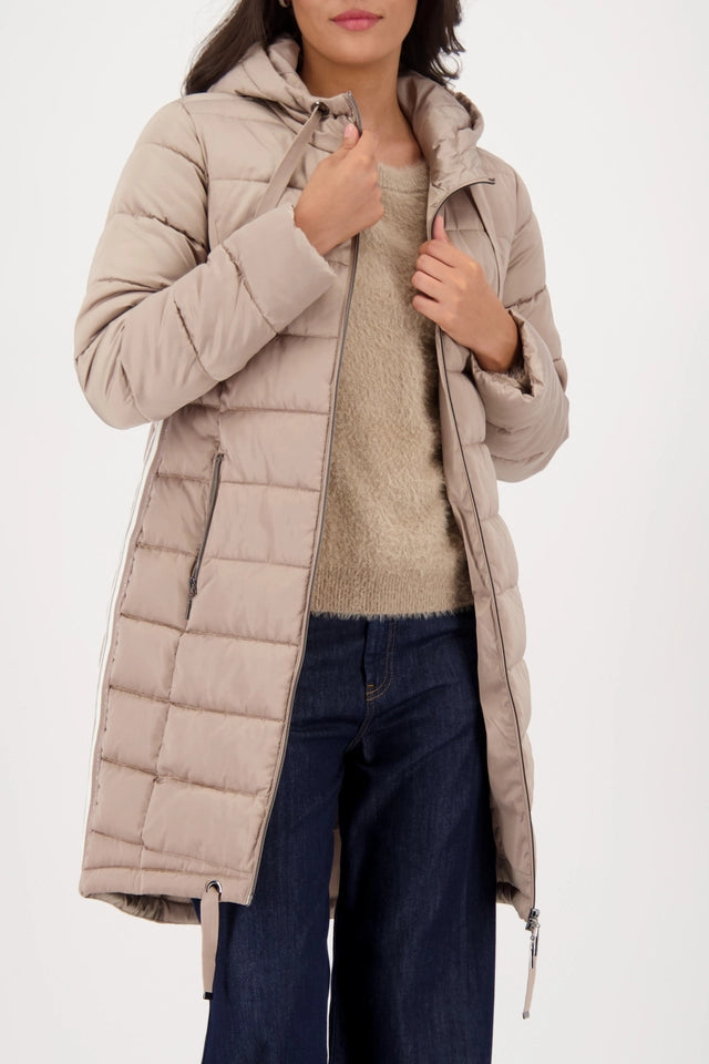 Quilted Truffle Coat with Stripes