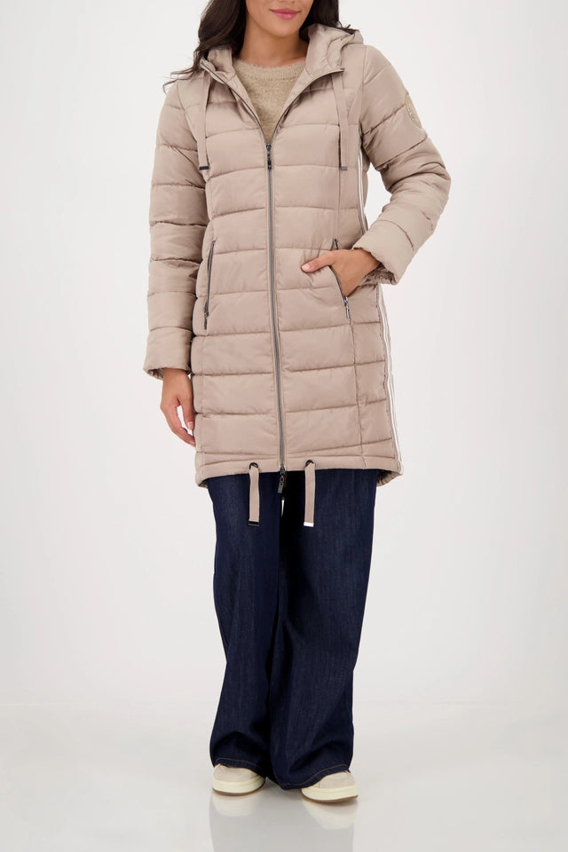 Quilted Truffle Coat with Stripes