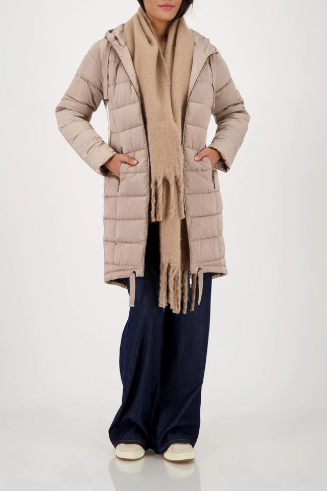 Quilted Truffle Coat with Stripes