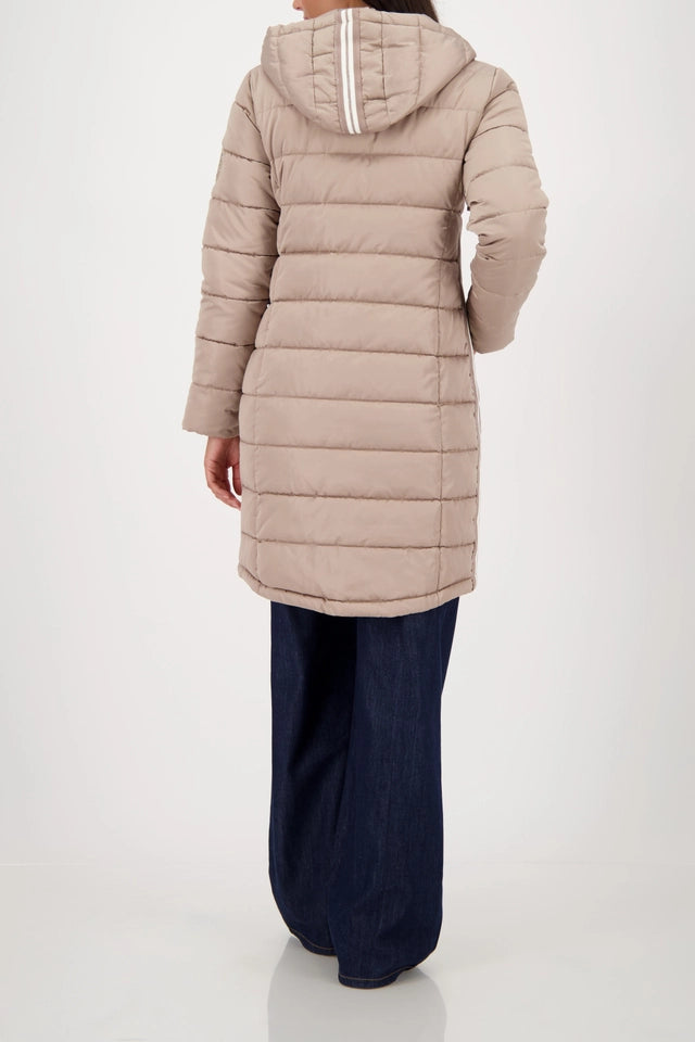 Quilted Truffle Coat with Stripes