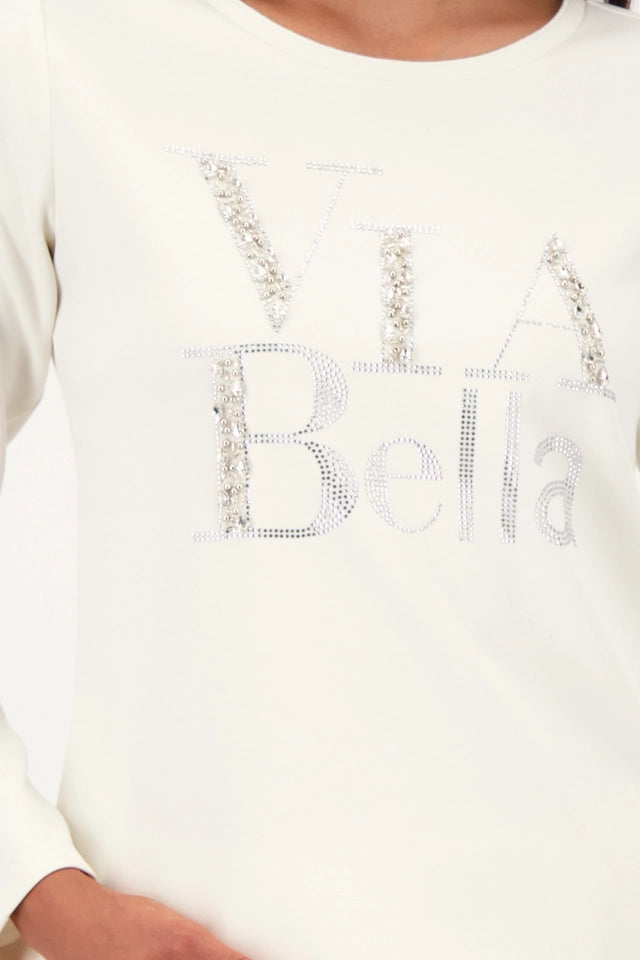 Sweatshirt Cashmere With Decorative Lettering