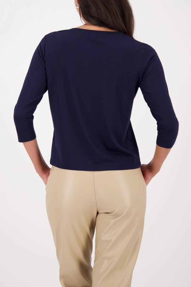 Navy Shirt With Rhinestones