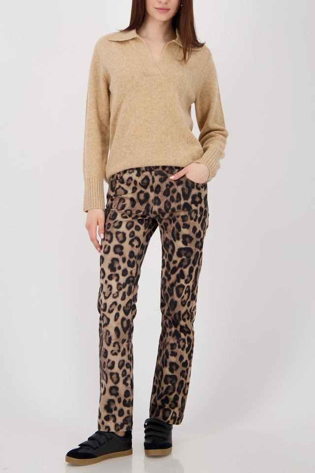 Straight-leg Leopard-print Trousers