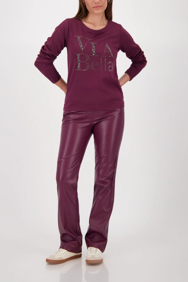 Sweatshirt Bordeaux With Decorative Lettering