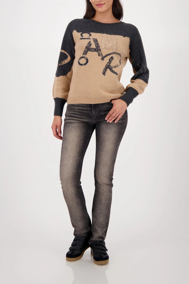 Knitted Sweater With Color-block Design