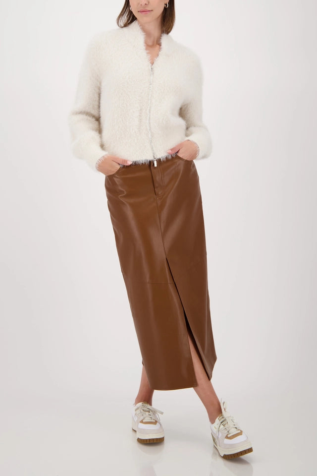 Fluffy Almond double-faced cardigan