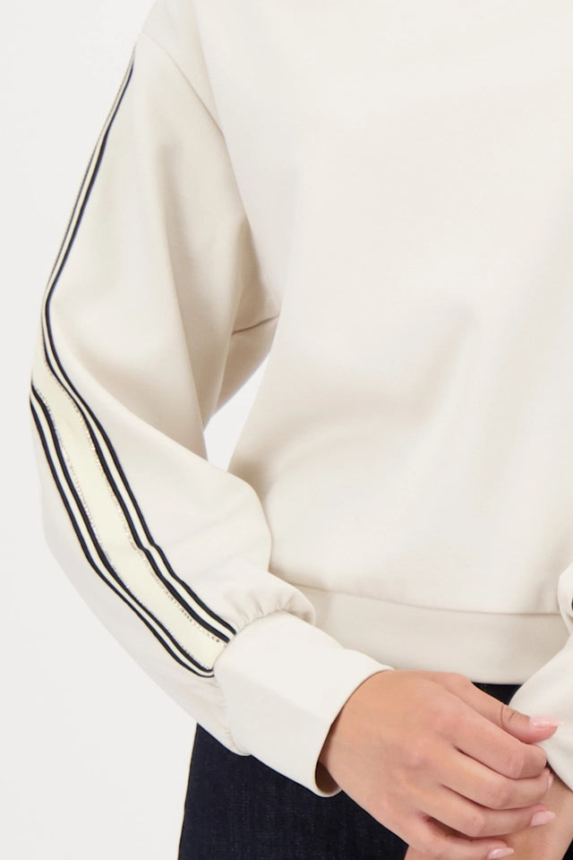 Almond Sweatshirt with Black stripes