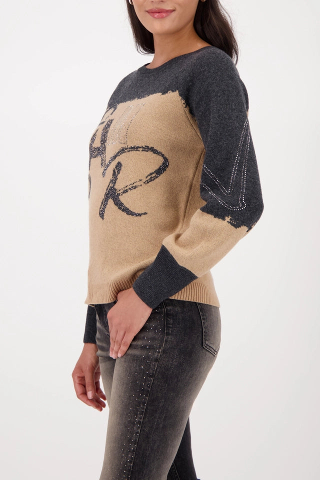 Knitted Sweater With Color-block Design