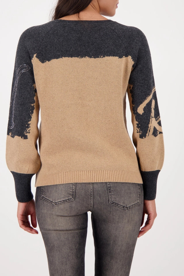 Knitted Sweater With Color-block Design