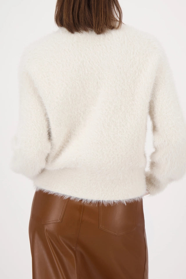 Fluffy Almond double-faced cardigan