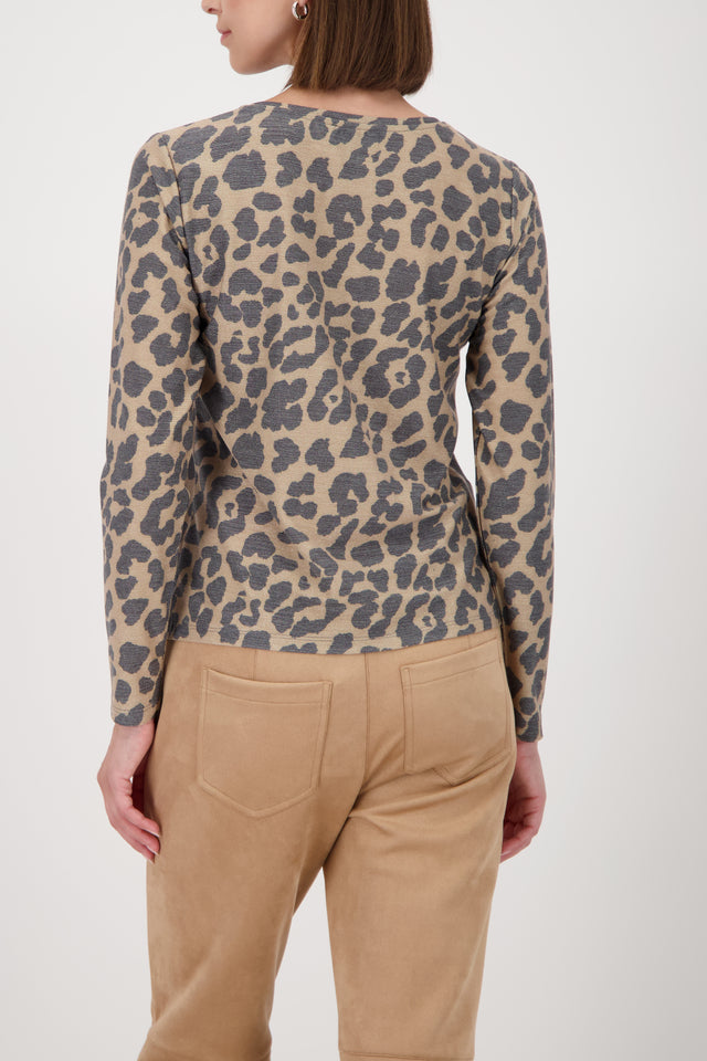 Cognac Pattern Long-sleeve Shirt With Lurex