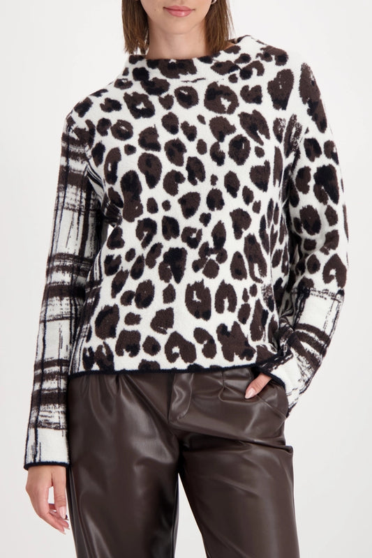 Black Pattern Fluffy jumper with mixed patterns