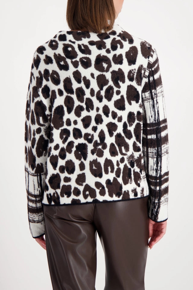 Black Pattern Fluffy jumper with mixed patterns