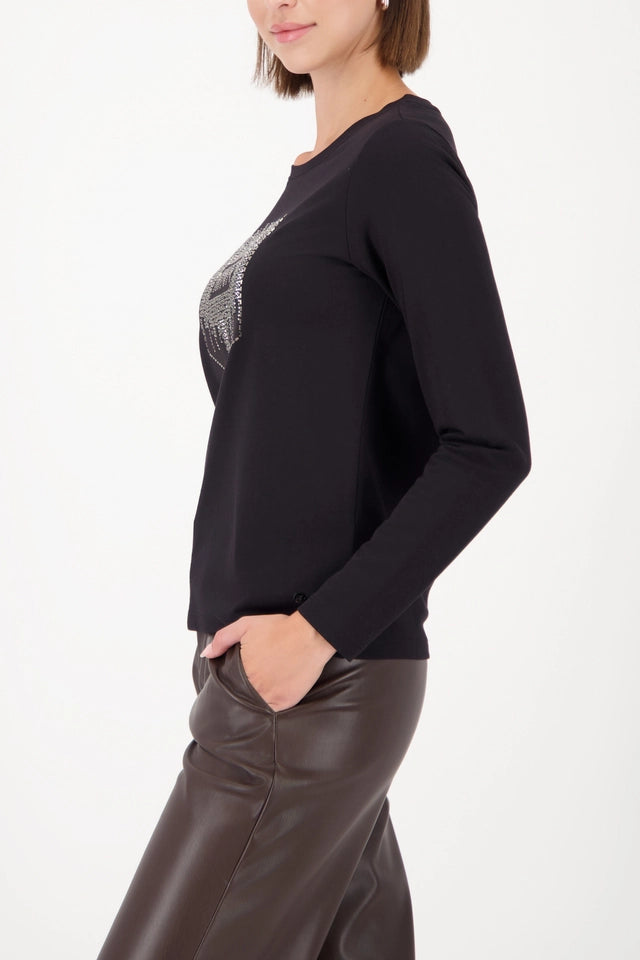 Black Long-sleeve shirt with rhinestones