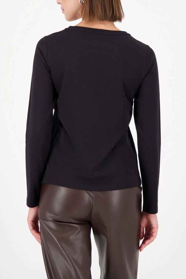 Black Long-sleeve shirt with rhinestones